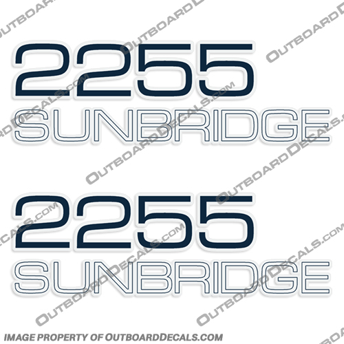Bayliner Boats Sunbridge 2255 Decals (Set of 2) - 1992 boat, logo, decal, bay, liner, bayliner, sun, bridge, sunbridge, 2255, 1992, blue, version