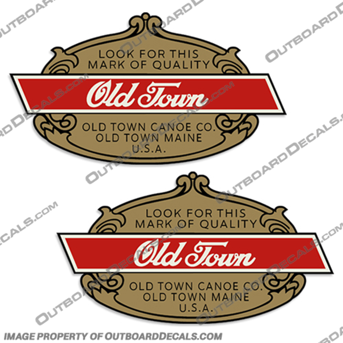 Old Town Canoe Decals - Style 1 (Set of 2) boat, logo, lettering, label, decal, sticker, kit, set, of, 2, two, canoe, stickers, old, town, decals, style2, style 2, STYLE1, STYLE 1, 1, style1, style 1, STYLE2, STYLE 2, 