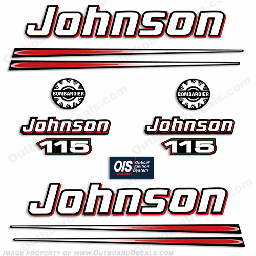 Johnson 115hp Decals - Blue Cowl 2002 2003 2004 2004 2005 2006 INCR10Aug2021